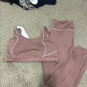 BuffBunny Mauve Pink Piped Sports Bra